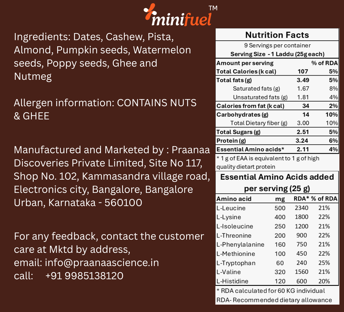 Dry fruit laddus (fortified with amino acids)