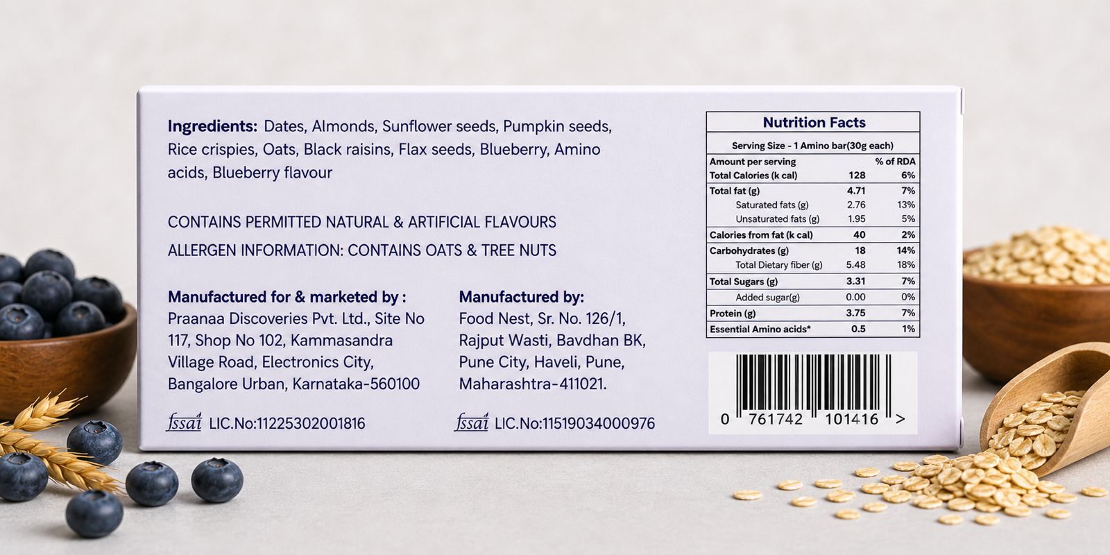 Amino bar - Blueberry & oats bar